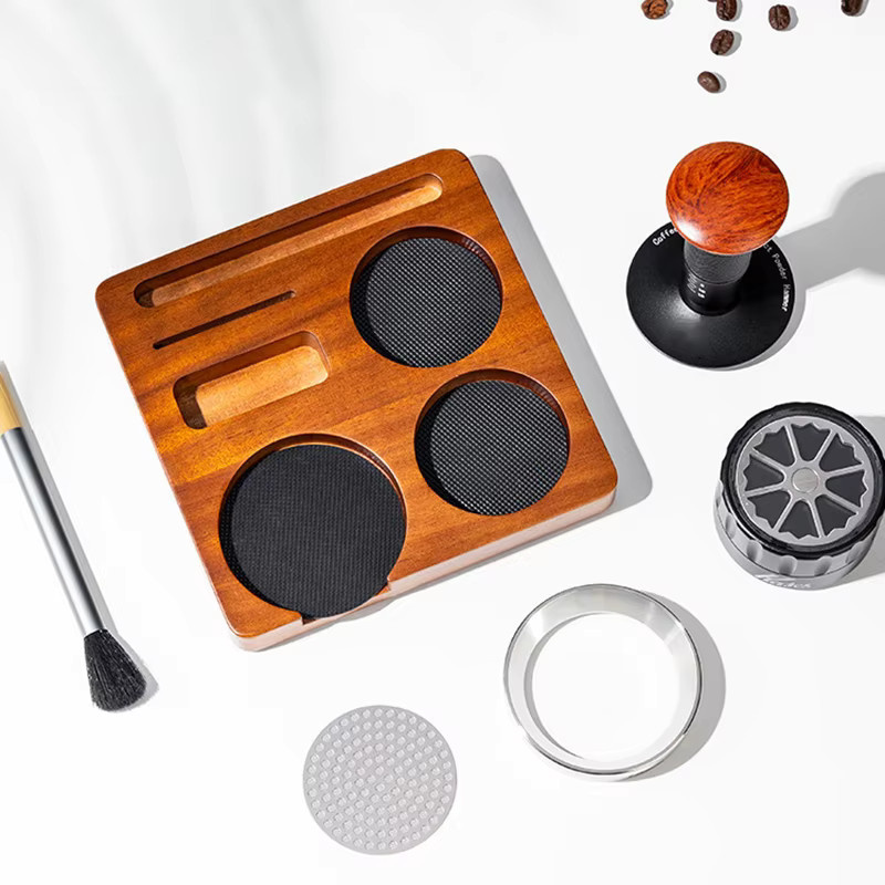 EDLEXKAFFEE Espresso Stampfermatte aus Walnussholz in Braun für professionelles Barista-Zubehör - Bild 5