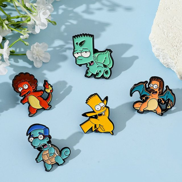 Bandai Simpsons Pokémon Mashup Emaille-Pin-Set, 5/7/9-teiliges Set - Bild 1