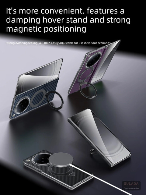 Sulada MagSafe-kompatible kabellose Ladehülle mit Kevlar-Textur und Ständer für Oppo Find N6 und Oppo Find N5 in Braun - Bild 1