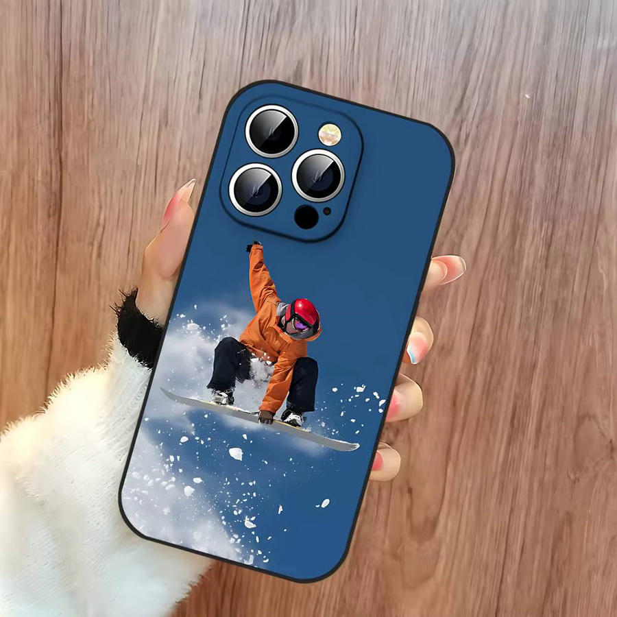 Snowboard-Sport Handyhülle in Schwarz passend für iPhone 17, 16, 15, 14, 13, 11 Pro Max, Plus, X, Xr, Xs Max und 13 Mini - Bild 4