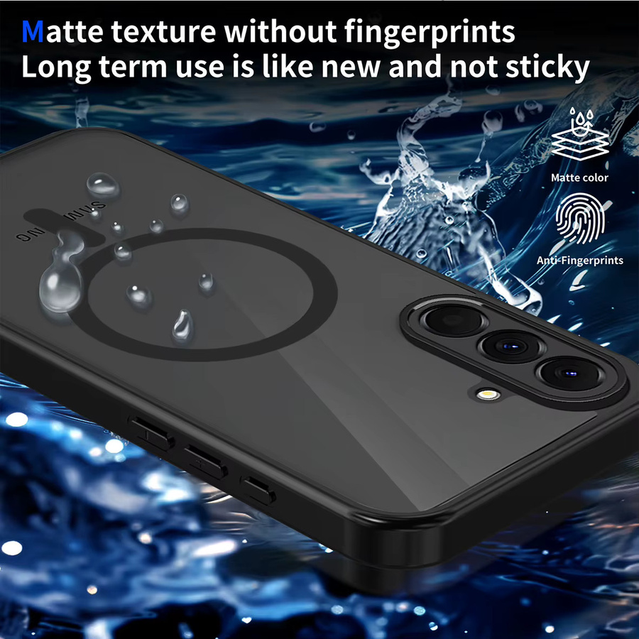 Magnetische kabellose Lade-Telefonhülle für Samsung Galaxy A Serie, transparent schwarz mattiert - Bild 2
