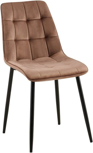 DELUKE Esszimmerstuhl DARID aus Samt in Braun mit Metallgestell, B/T/H: 47 x 61 x 89 cm - Bild 1