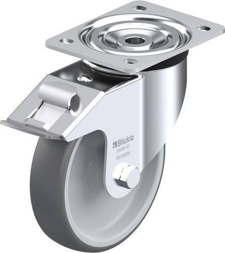 Blickle L-PATH 160G-FI Lenkrolle mit Feststeller in Silber und Grau, Rad-Durchmesser: 160 mm, Tragfähigkeit: 400 kg - Bild 1
