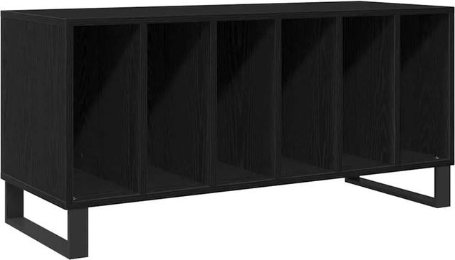 vidaXL Schallplattenschrank in Schwarz und Eichen-Optik im Mid-Century-Modern Stil, B/T/H: 100 x 38 x 48 cm - Bild 1