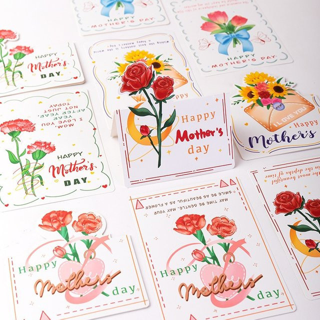 10 Stück OURFETE 3D Pop-Up Blumen-Grußkarten zum Muttertag in Multicolour mit Nelken, Rosen, Tulpen und Sonnenblumen - Bild 1