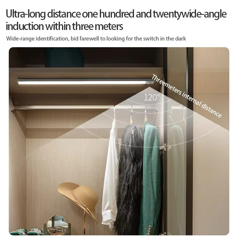 Pzsunly LED-Bar mit Bewegungssensor und USB Type-C als ultra dünnes, tragbares Nachtlicht für Küchenschrank, Schlafzimmer und Kleiderschrank - Bild 4