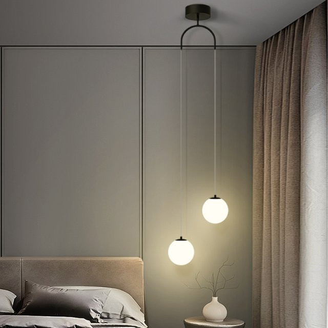 Lyfs Nordic LED Pendelleuchte in Kugelform aus Glas und Metall für Wohnzimmer, Schlafzimmer und Esszimmer in Weiß oder Schwarz - Bild 1