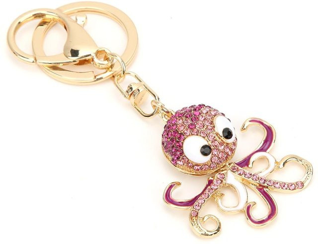 Schlüsselanhänger Oktopusform, Strass, beige, Unisex - Bild 1