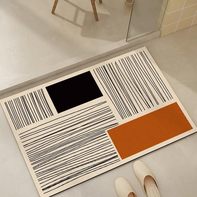 Rutschfeste Kieselgur Fußmatte von Yiran Furniture im nordischen Stil, Schwarz, B/T: 80 x 50 cm - Bild 1