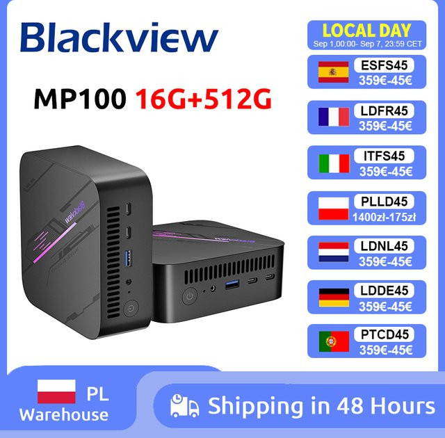 Blackview MP100 Mini-PC mit AMD 7430U, 16GB RAM, 512GB SSD, Windows 11, WiFi 6 und Bluetooth 5.2 - Bild 1