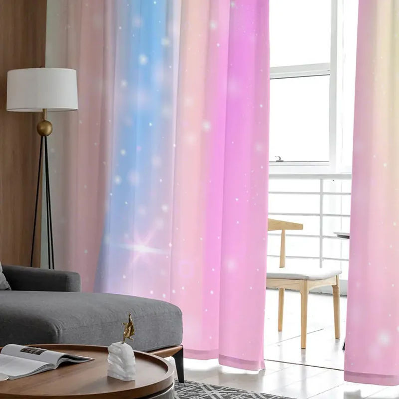 Transparente Vorhänge mit Sternenlicht- und Regenbogen-Effekt von A Family Of Home Textiles, Farbe: Transparent/Mehrfarbig, B: 135 cm, H: 114 cm - Bild 4