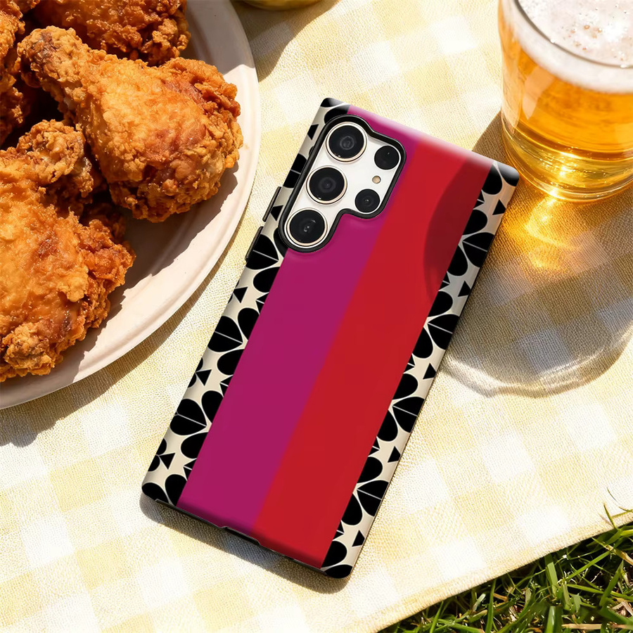 Samsung Handyhülle mit geometrischem Herz-Streifenmuster in Multicolour für Galaxy S25 Ultra, S24 und S23 Ultra Plus mit glänzender doppellagiger Rückseite - Bild 4