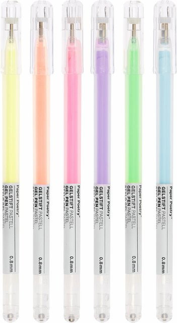 Rico Design Paper Poetry Gelstifte in Pastellfarben, 6 Stück, Multicolour, 0,8 mm - Bild 1