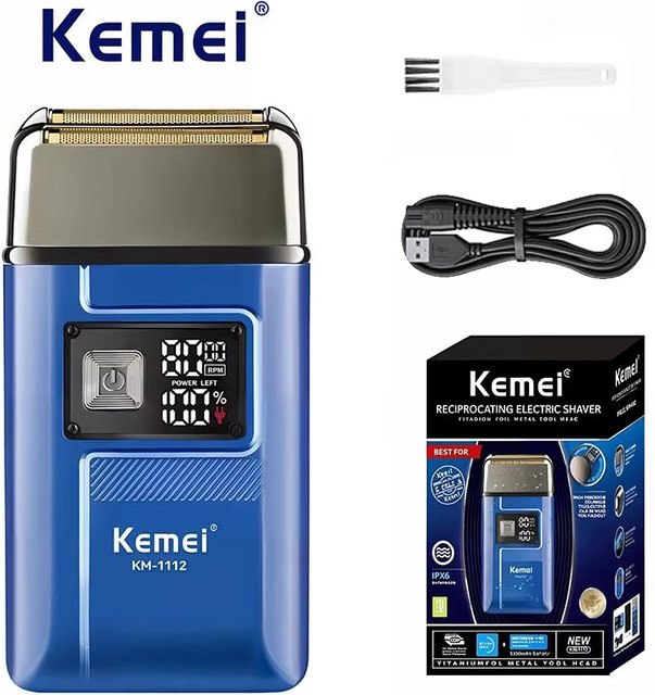Kemei KM-1112 Elektrischer Rasierer für Herren, Blau - Bild 1