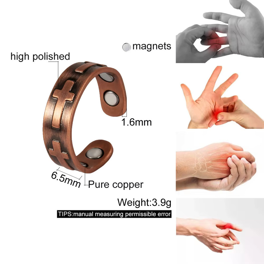 Vinterly Magnetring Kupfer, Kreuz, Vintage, Unisex - Bild 3