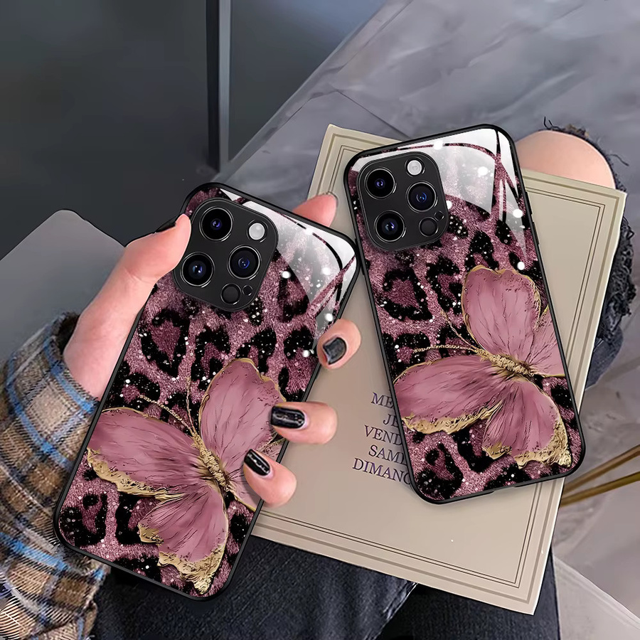 Handyhülle mit Leopardenmuster aus gehärtetem Glas für iPhone 17 Pro Max, 16, 15, 14, 13, 12 und 11 in Multicolour - Bild 5