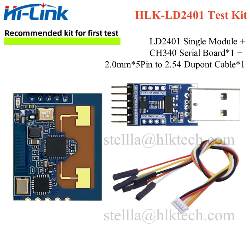 bibikoo HLK-LD2401 HLK-LD2402 24G Präsenzradar-Modul mit Bluetooth und 10 m Reichweite für intelligente Bewegungserkennung - Bild 2