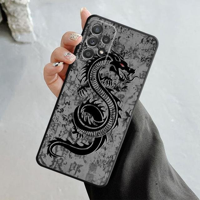 Handytasche mit Samurai Drache Wolf Design für Samsung Galaxy A53 5G, transparent/grau - Bild 1