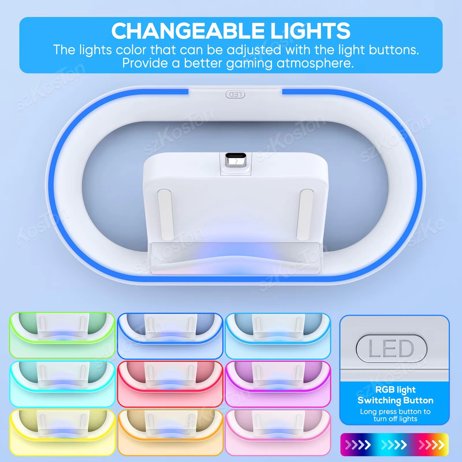 SZKOSTON Ladestation für Playstation Portal mit RGB-Licht und USB-C-Kabel, Weiß - Bild 3