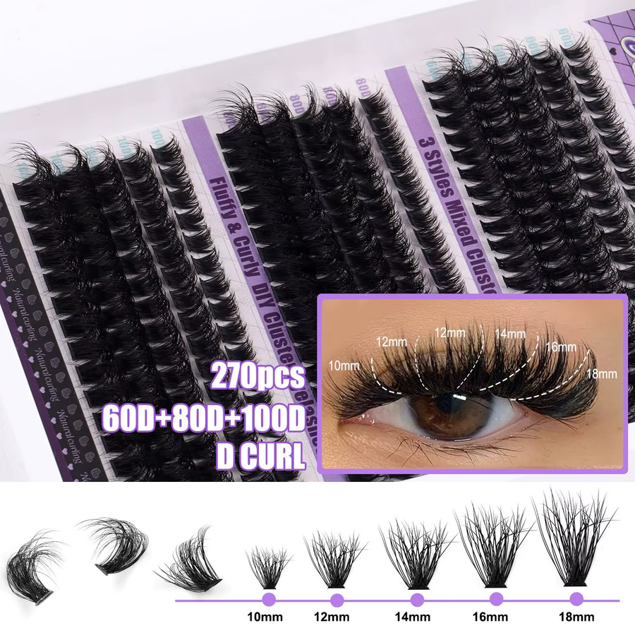 Cloison Wimpernbüschel, Black, 280 Stück, 10-18mm, D-Curl, Unisex - Bild 2