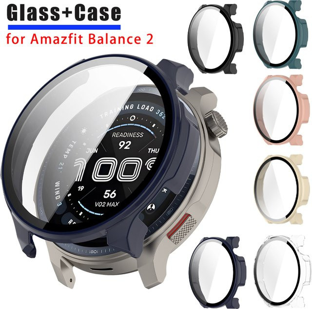 OAKCHARM Smartwatch-Hülle für Amazfit Balance 2, Glas + Hülle, Silber - Bild 1