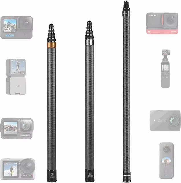 DIXSG Carbonfaser Selfie-Stick Gimbal in Schwarz für GoPro, DJI Action und Insta360 Kameras - Bild 1
