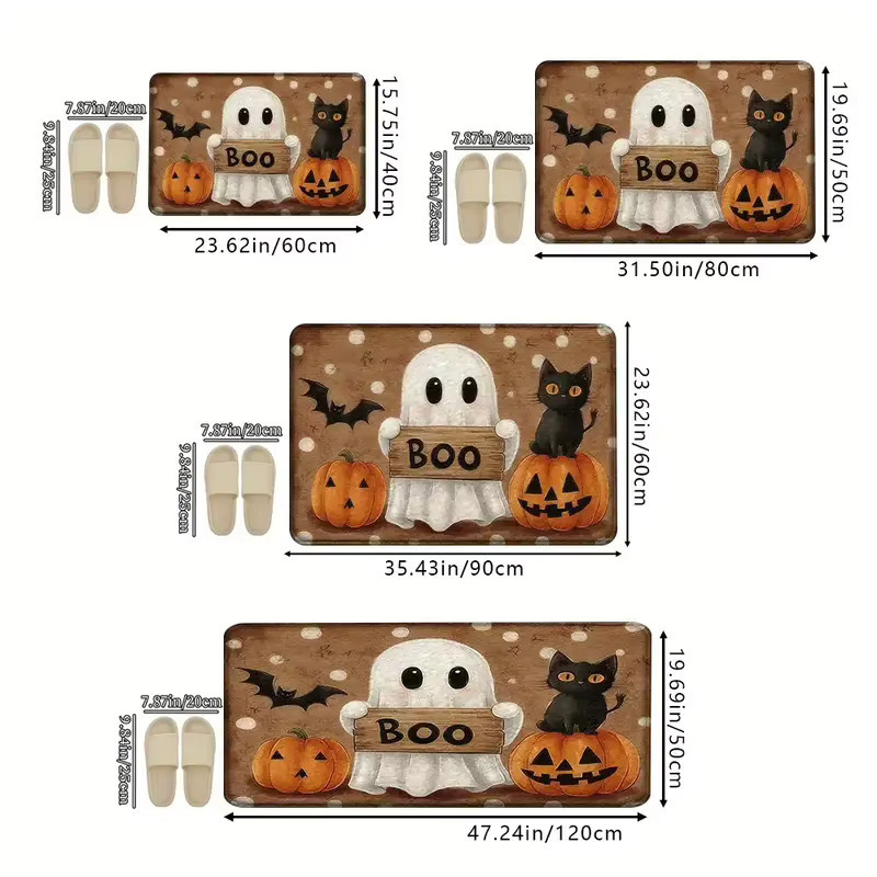 VIKAMA Halloween-Geist Fußmatte, rutschfest und weich, Mehrfarbig, B/T: 60 x 40 cm - Bild 4