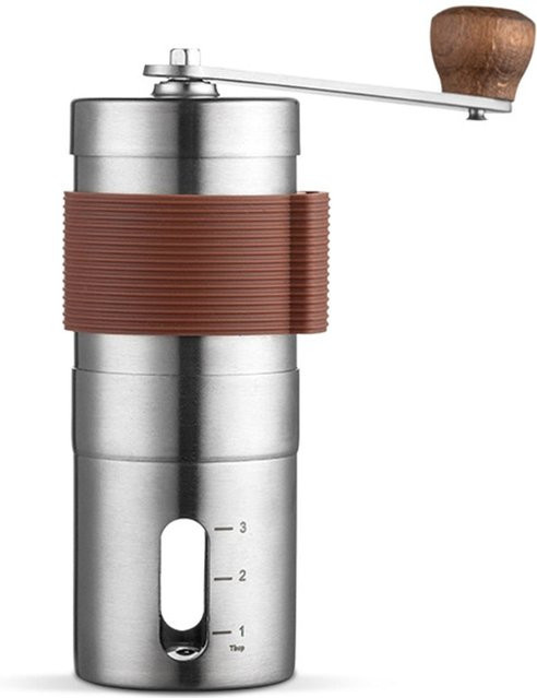 Neoglint Manuelle Handkaffeemühle mit Keramikmahlwerk und Holzhalter in Silber und Schwarz - Bild 1