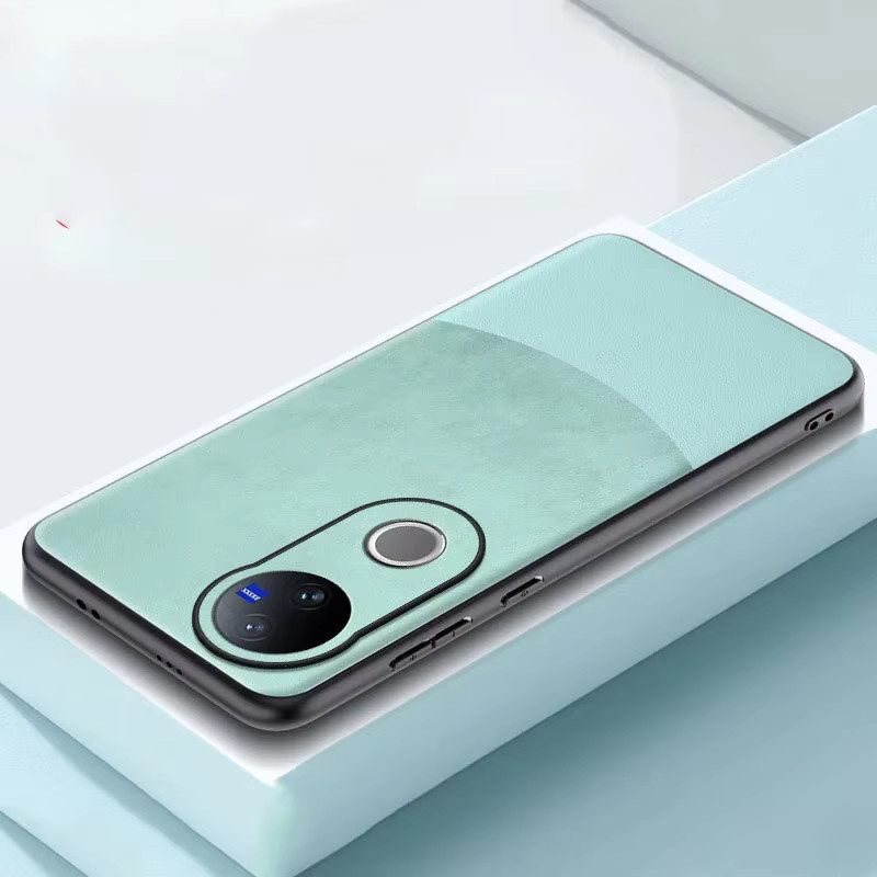 EUCAGR Luxus Leder Handyhülle für VIVO V50 in Schwarz - Bild 2