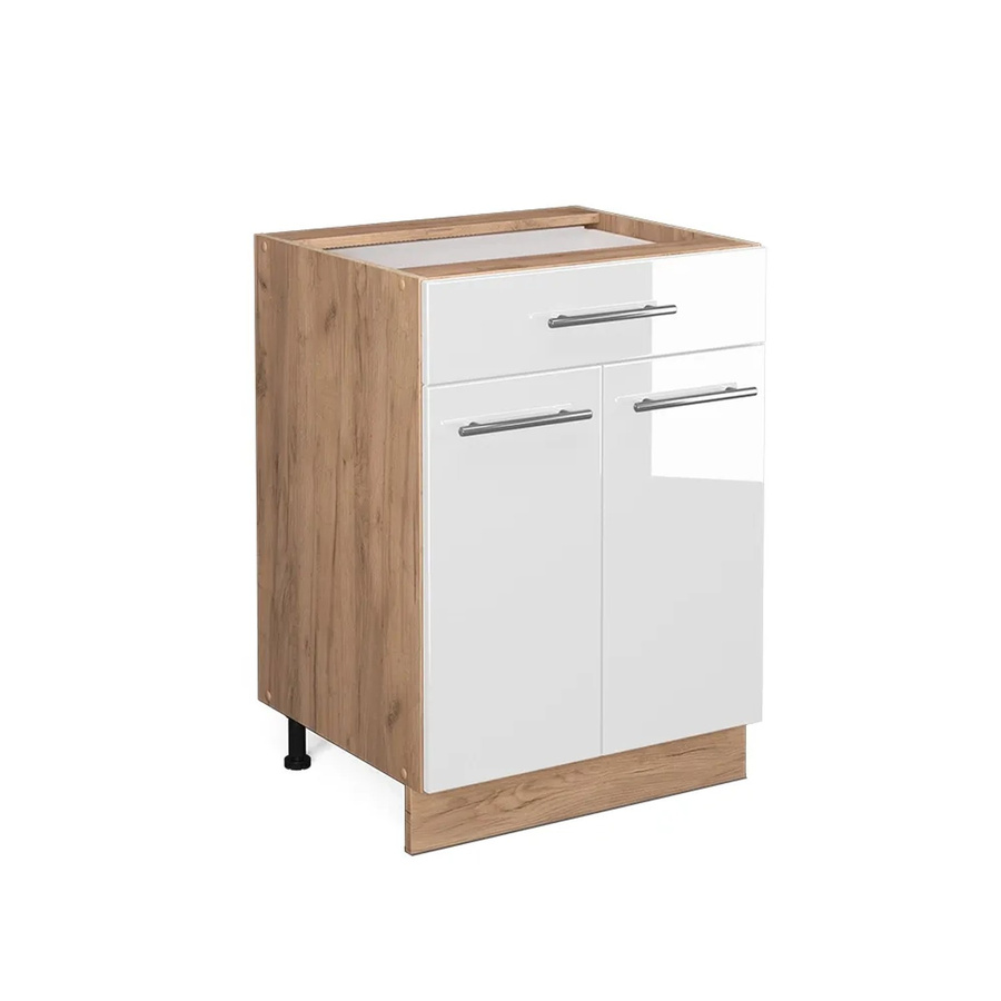 Vicco Küchenunterschrank Fame-Line in Weiß Hochglanz und Eiche mit Schublade und Drehtür, Breite: 60 cm - Bild 3