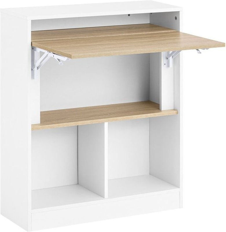 SoBuy Klapptisch FWT104 mit Schrank in Weiß, moderner Schreibtisch mit integriertem Stauraum, B/T/H: 70 x 57 x 85 cm - Bild 1