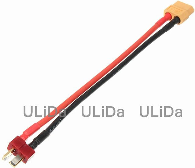 SCLMRC XT-60 zu T-Stecker Adapter Ladekabel in Rot, 14 AWG, 5 cm Länge - Bild 1