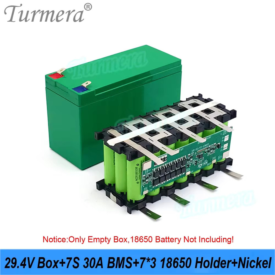 Turmera 30A Balance BMS Batteriehalter 7S3P in Schwarz für 24V und 29,4V 18650 Akkus mit Schweißnickelgehäuse - Bild 3