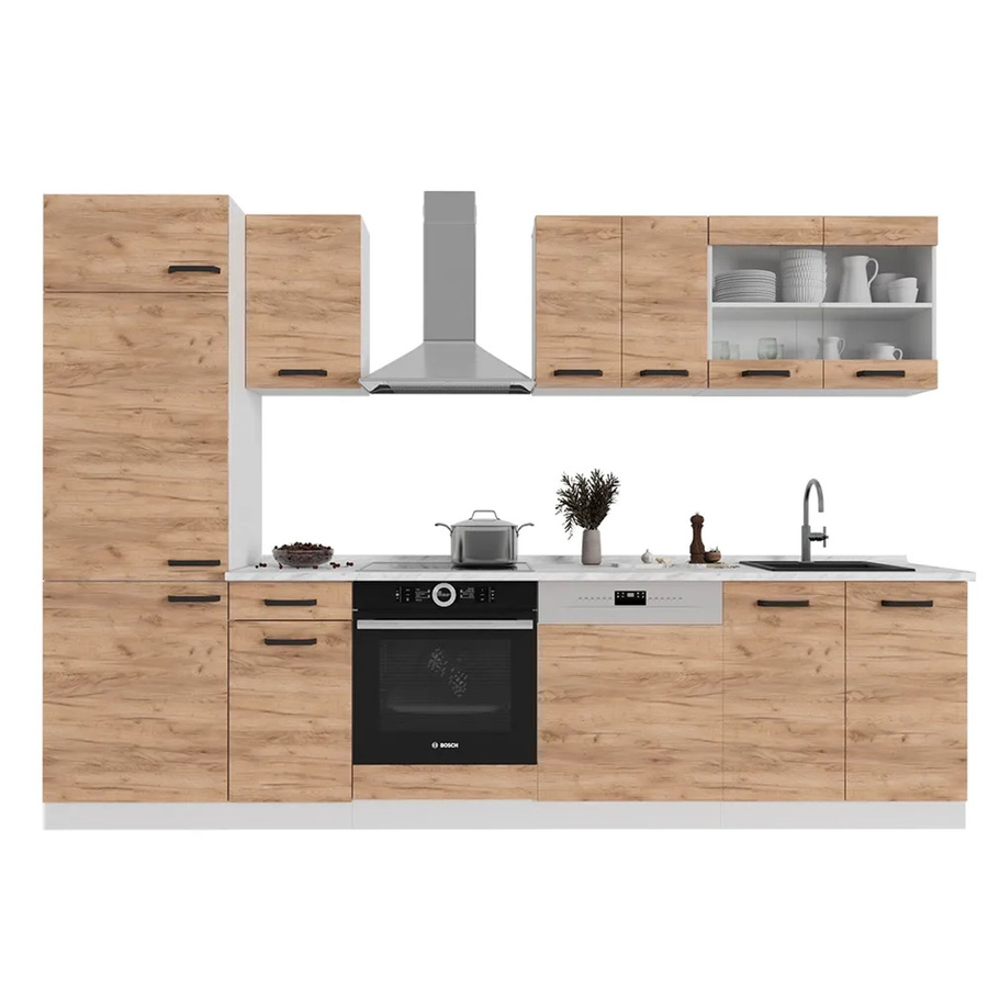 Vicco R-Line Küchenzeile Goldkraft Eiche Weiß Anthrazit Breite: 300 cm - Bild 1