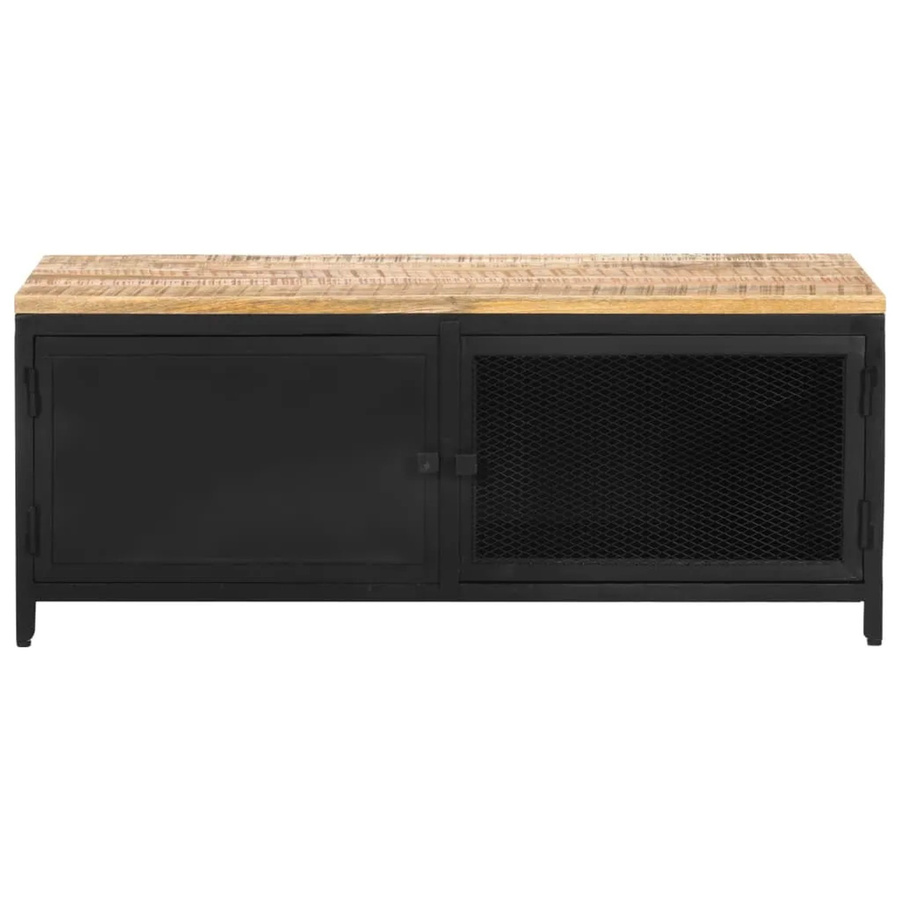 vidaXL Couchtisch aus Mango-Massivholz in Braun und Schwarz, B/T/H: 90 x 50 x 37 cm - Bild 2