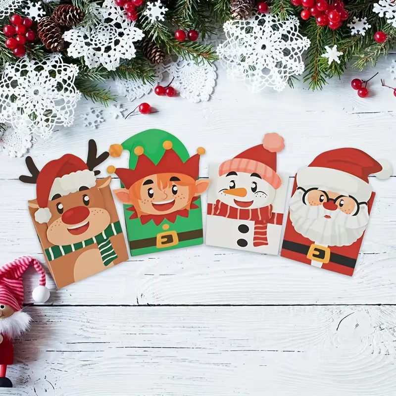Set aus Weihnachts-Süßigkeitsboxen in 4 verschiedenen Stilen, bunte Snackboxen aus Papier für deine Weihnachtsparty und als Partydekoration - Bild 6