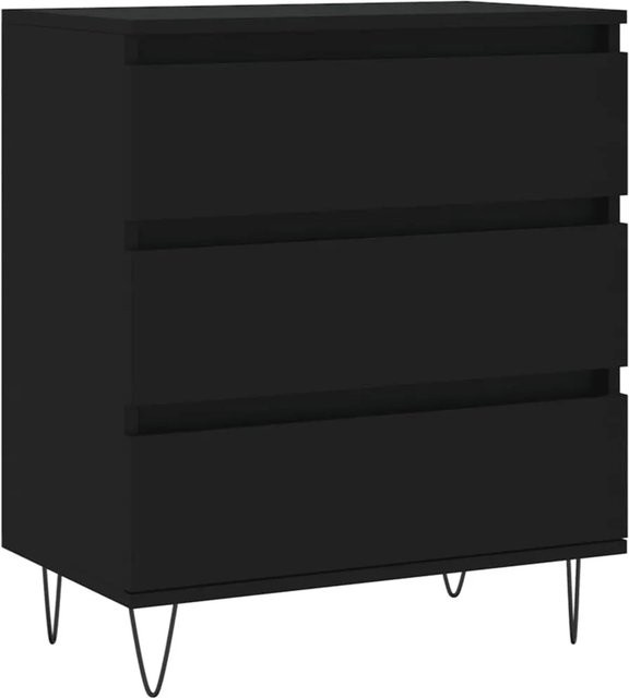 vidaXL Sideboard Schwarz Matt aus Holzwerkstoff und Eisen, B/T/H: 60 x 35 x 70 cm - Bild 1