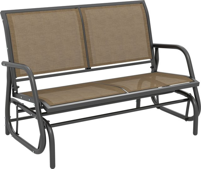 Outsunny Garten-Schaukelbank für 2 Personen aus Metall und Textilene in Braun, B/T/H: 120 x 70 x 85 cm - Bild 1