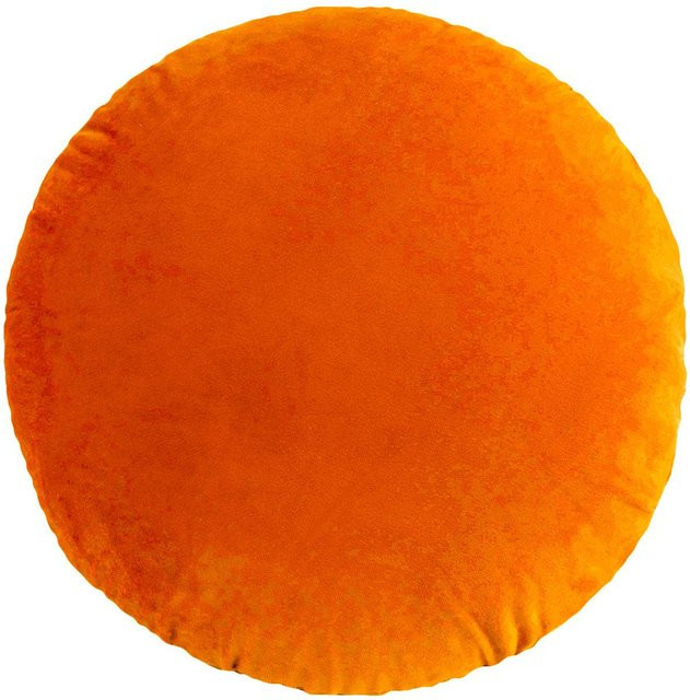 Runder Kissenbezug Peach Bloom aus Samt in Orange, Durchmesser: 45 cm - Bild 1