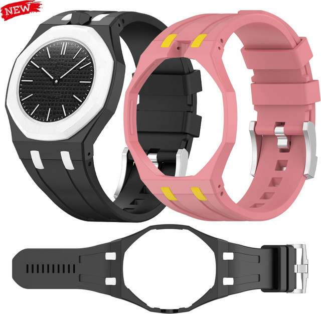 Swatch Uhrenarmband Silikon, PC-Gehäuserahmen, Schwarz, Unisex - Bild 1