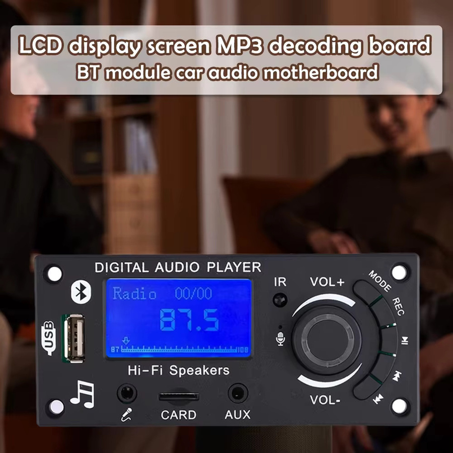KEBIDU 100W Bluetooth 5.0 MP3 Decoder Board mit LED-Bildschirm, FM, USB und Mikrofon, Schwarz - Bild 3