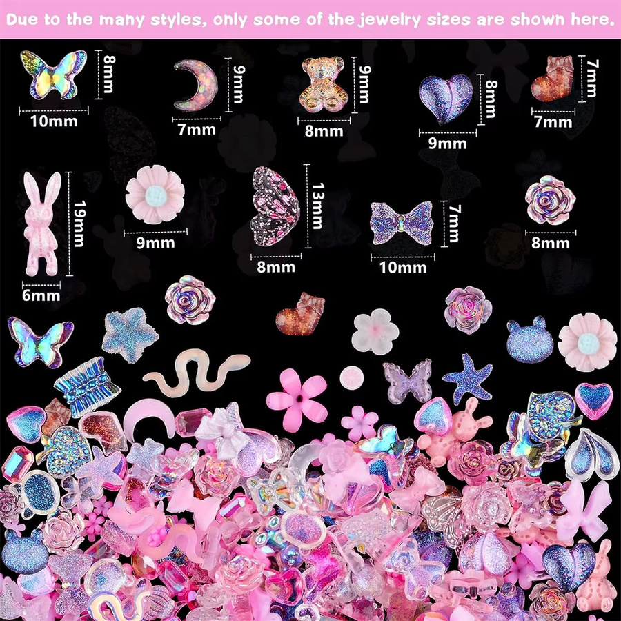 50 Stück Nail Art Charms Harz Zubehör, Cartoon Formen, Glänzend - Bild 5