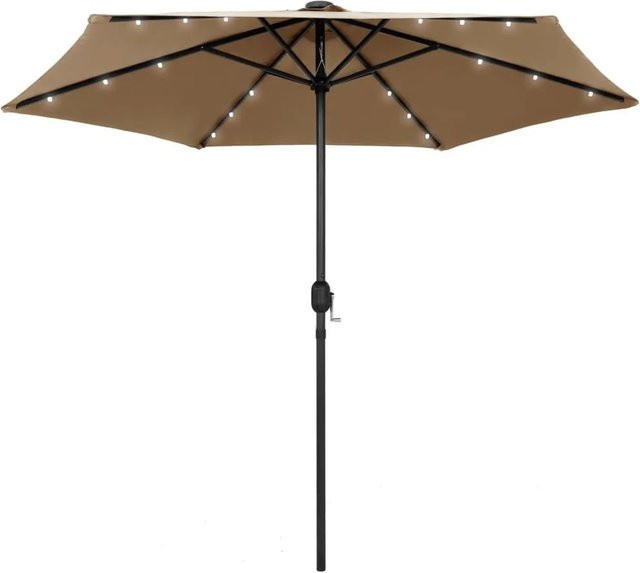 vidaXL Sonnenschirm mit LED-Beleuchtung und Aluminium-Mast in Taupe, Höhe: 270 cm - Bild 1