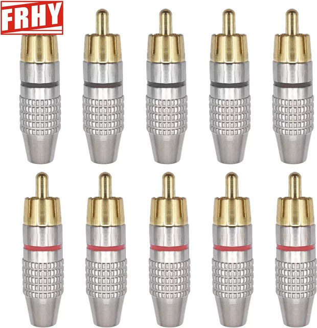 10 Stück FRHY RCA-Steckverbinder vergoldet mit Verriegelung für Hi-Fi und Pro Audio in Gold - Bild 1