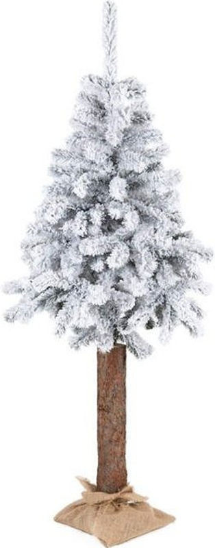SPRINGOS Künstlicher Weihnachtsbaum Fichte in Grün und Weiß, Höhe: 220 cm, Rustikale Dekoration mit Naturstamm - Bild 1