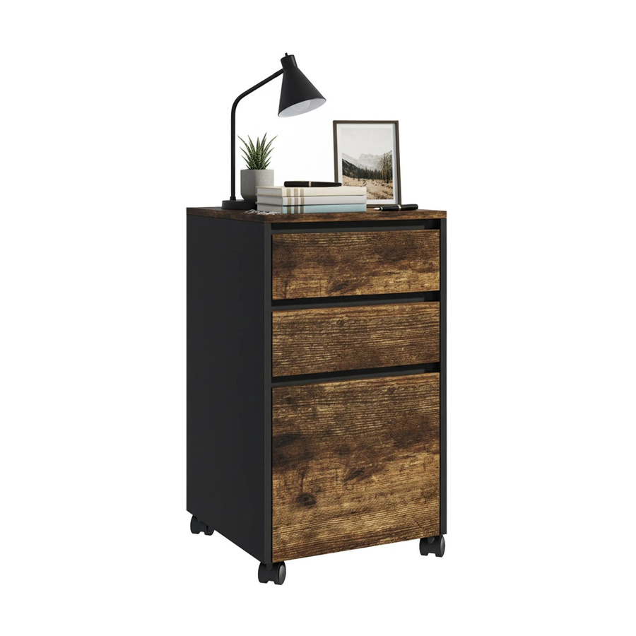 Relaxdays Rollcontainer mit 3 Schubladen aus Holzwerkstoff und Metall in Schwarz, B/T/H: 70 x 40 x 40 cm - Bild 2