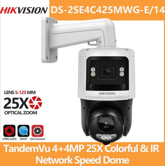 Hikvision TandemVu PTZ-Kamera DS-2SE4C425MWG-E/14 in Weiß mit 4MP Auflösung, 25-fachem optischem Zoom und Farb-IR 100M Speed-Dome-Videoüberwachung - Bild 1