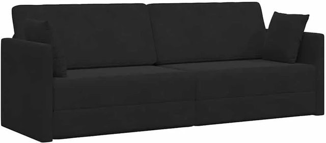 vidaXL Boden-Sofa-Bett Click-Clack aus Samt in Schwarz mit abnehmbaren Bezügen und Kissen - Bild 1