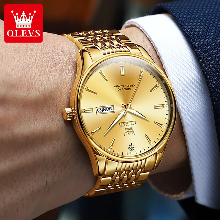 OLEVS Armbanduhr Quarz, Edelstahl, Roségold, Herren - Bild 3