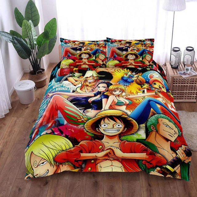 Lodestar Anime One Piece Bettwäscheset mit Luffy Motiv, 3-teilig, Mehrfarbig, B/H: 200 x 200 cm - Bild 1